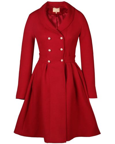 Santinni 'kennedy' 100% Wool Dress Coat In Rosso - Red