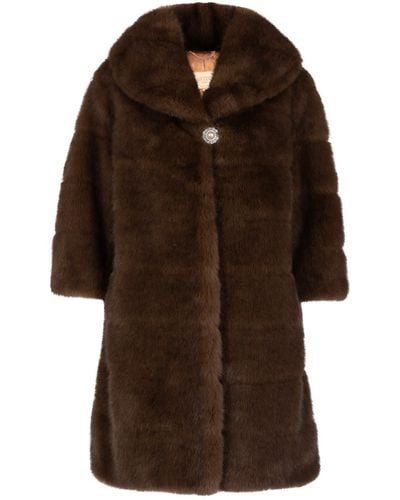 Santinni 'hollywood' Faux Fur Coat In Marrone - Brown