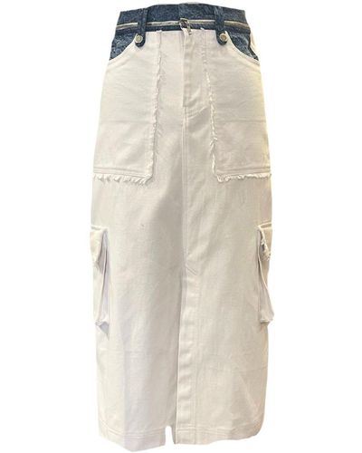Style Junkiie Denim Cargo Skirt - Natural