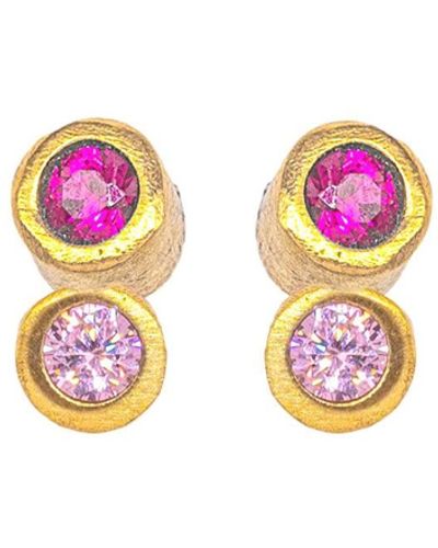 Lily Flo Jewellery Disco Dot Ruby And Pink Sapphire Stud Earrings