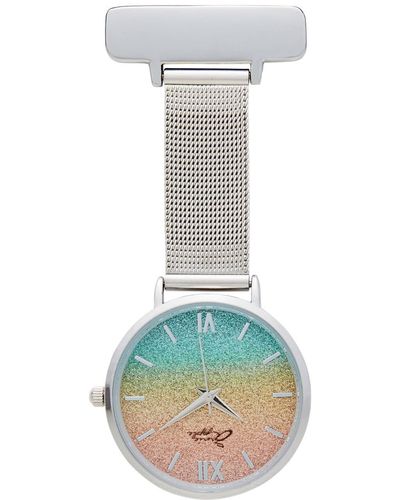 Bermuda Watch Company Annie Apple Aurora Glitter Rainbow Mesh Nurse Fob Watch - Blue