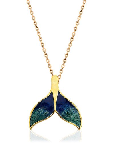 Milou Jewelry & Navy Blue Whale Tail Necklace - Green