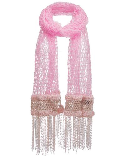 Andreeva Baby Pink Cashmere Handmade Knit Scarf