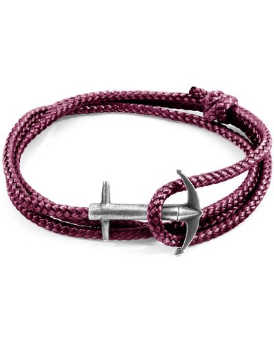 Anchor and Crew Aubergine Purple Admiral Anchor Silver & Rope Bracelet