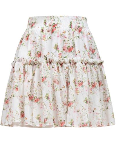 Cliché Reborn Chiffon Skirt With Spring Flowers - White