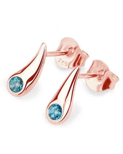 Lucy Quartermaine Couture Stud Earrings In Vermeil With Blue Swarovski Crystals - Pink