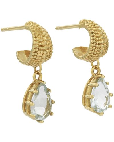 Zoe & Morgan Fleur Earring Gold Aquamarine - Metallic