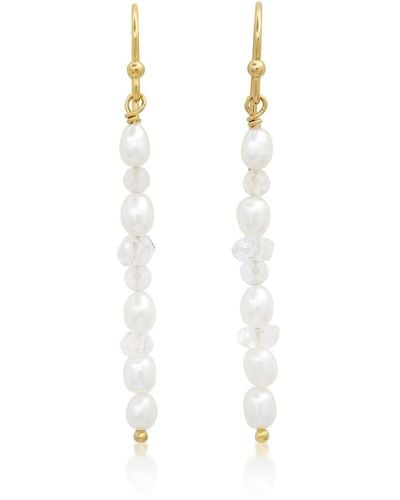 Soul Journey Jewelry Icy Herkimer Diamond Pearl Earrings - White