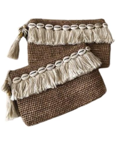Zanatany Concepts Coquillage Pouch- Neutrals - Brown