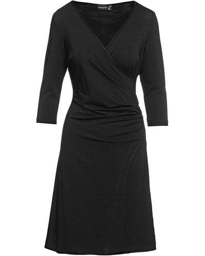 Conquista Faux Wrap Dress In Sustainable Fabric - Black