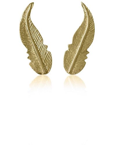 Sophie Simone Designs Earrings Feather - Metallic