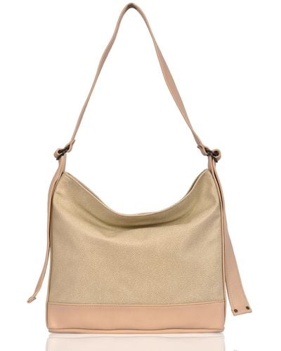Owen Barry Neutrals Leather Crossbody And Shoulder Bag Oatmeal Dust Garland - Natural
