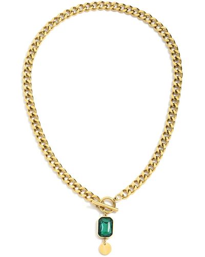 Olivia Le Roxy Emerald Jewel Chain Necklace - Metallic