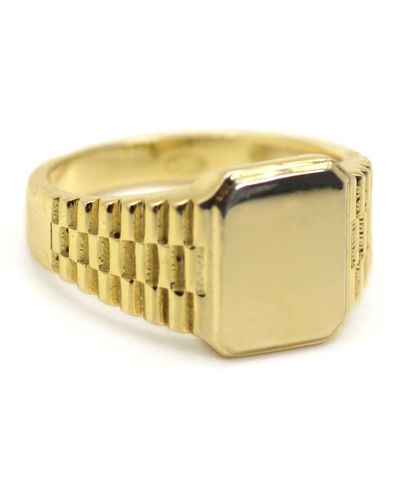 VicStoneNYC Fine Jewelry Signet Yellow Solid Ring - Metallic