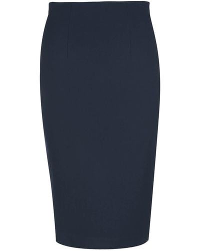 Conquista Elegant Midi Pencil Skirt In Punto Di Roma - Blue