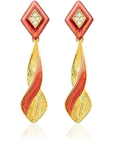 Milou Jewelry Sugar Pink & Gold Infinity Drop Earrings With Zircon - Orange
