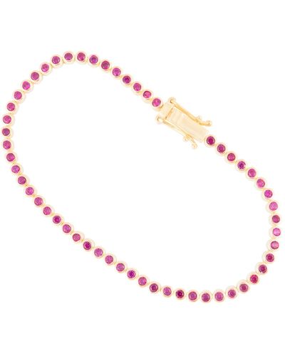 SHYMI Bezel Set Round Colour Tennis Bracelet - Pink