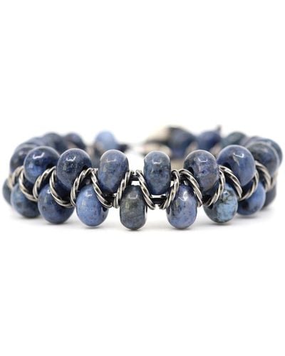 Shar Oke Sodalite & Blue Leather Beaded Bracelet