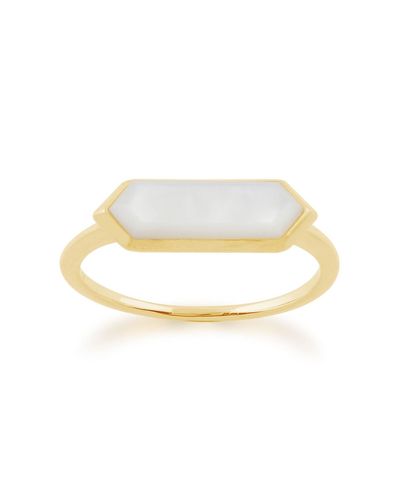 Gemondo Mother Of Pearl Prism Ring In Gold Plated Silver - White