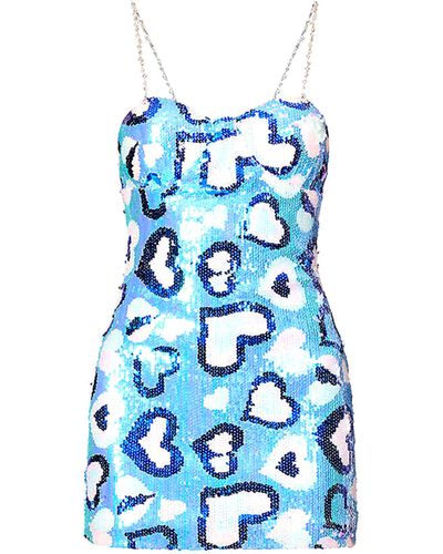 Amy Lynn Hart Blue Print Sequin Dress