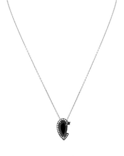 SALLY SKOUFIS Nourish Necklace Petite With Natural Black Diamond & Made White Diamonds In Platinum Black - Metallic