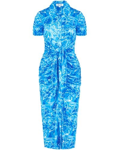 JAAF Stretch-jersey Midi Dress In Pool Water Print - Blue