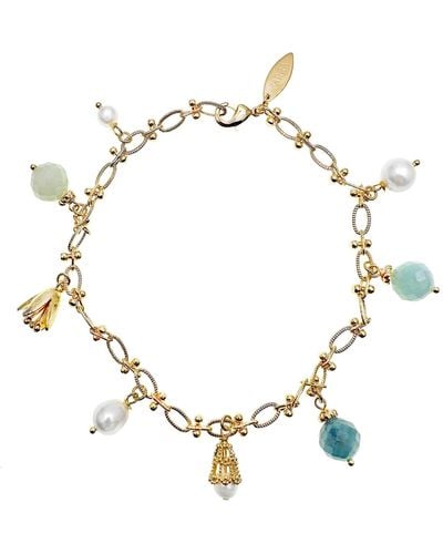 Farra Chain With Aquamarine Charms Anklet - Metallic