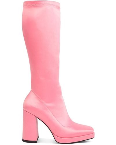Rag & Co Presto Pink Stretchable Satin Long Boot
