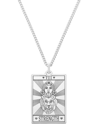 CarterGore Small Sterling Silver "strength" Tarot Card Necklace - White