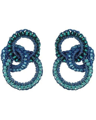 Lavish by Tricia Milaneze Ocean Mix Leah Trio Handmade Crochet Earrings - Blue