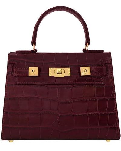 Lalage Beaumont Maya Midi Orinoco Print Calf Leather Handbag - Red
