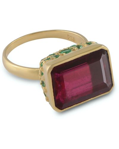 Emma Chapman Jewels Scarlette Rubelitte Emerald Ring - Red