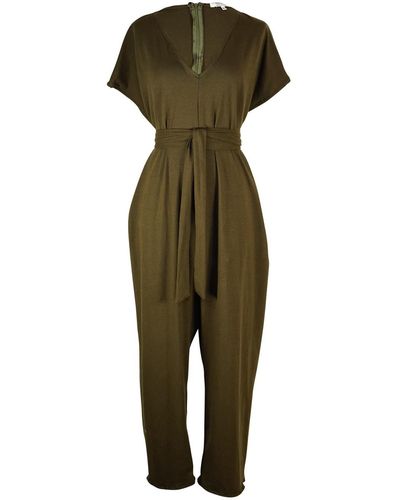 Jennafer Grace Olive Jumpsuit With Tie - Green