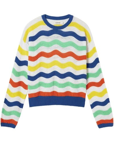 Thinking Mu Multicolour Knitted Jo Jumper - White