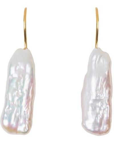 Ora Pearls Corali Long Barboque Pearl Hook Earrings - Metallic