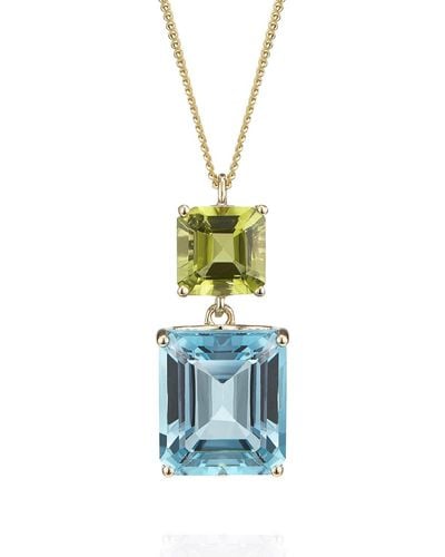 Augustine Jewels Peridot & Blue Topaz Octagon Gold Pendant