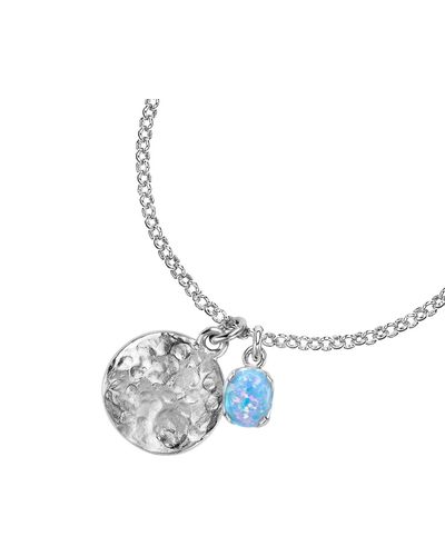 Dower & Hall Hammered Disc & Opal Array Pendant In Sterling - Blue