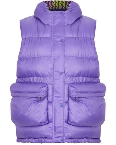 Nocturne Hooded Puffer Vest Lilac - Purple