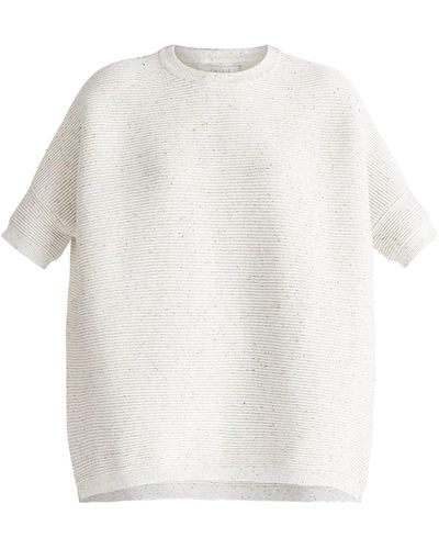 Paisie Short Sleeve Ribbed Jumper In & Multicolour Speckles - White