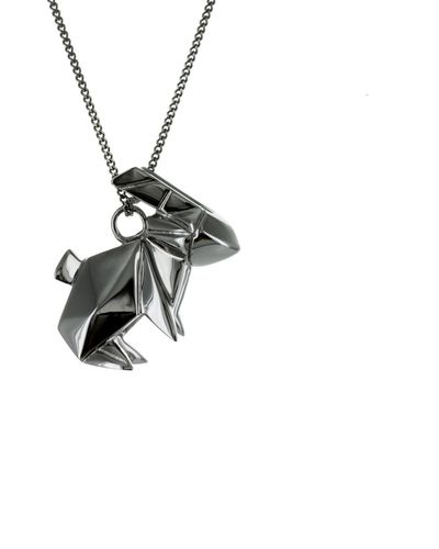 Origami Jewellery Necklace Rabbit Gun Metal - Black