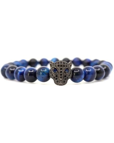 Shar Oke Blue Tiger's & Blue Eyed Jaguar Beaded Bracelet