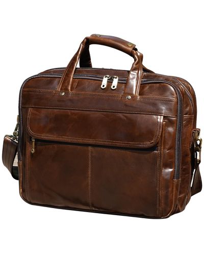 Touri Genuine Leather Briefcase - Brown