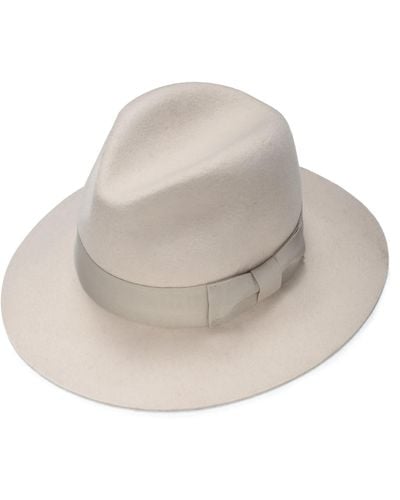 Justine Hats Wide Brim Classic Felt Fedora Hat - Grey