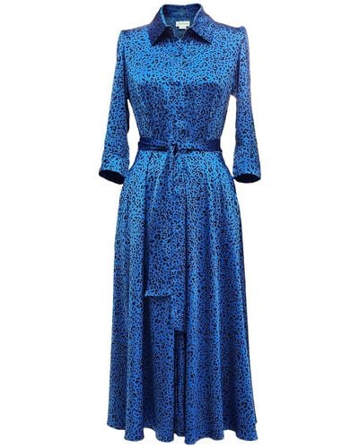 Mellaris Marsden Cobalt Dress In Leopard Print - Blue