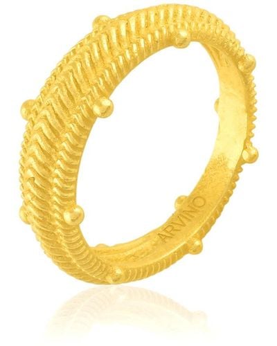 Arvino Dotted Craved Ring - Metallic