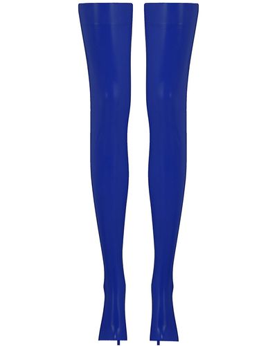 Elissa Poppy Latex Stockings - Blue