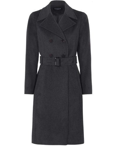 Rumour London Isabella Wool And Cashmere Blend Coat With Double-breasted Silhouette And Pleated Back - Gray