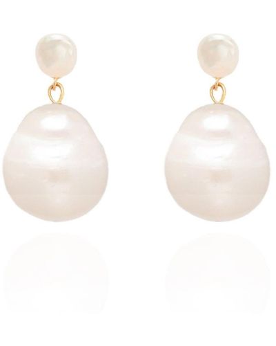 Ella Palm Eve Baroque Pearl Earrings - Metallic