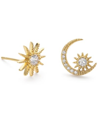 Elk & Bloom Star & Crescent Moon Earrings - Metallic