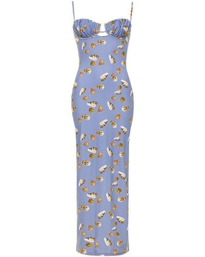 Montce Shell Petal Long Slip Dress - Blue